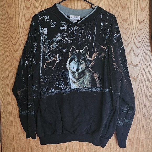 Artisan Other - Vintage Wolf Sweatshirt All Over Print Crewneck 90s Wolves large